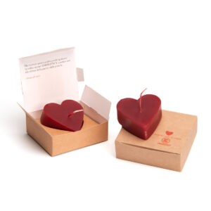 Candelina Cuore in scatola avana con logo EMERGENCY (12 pz)